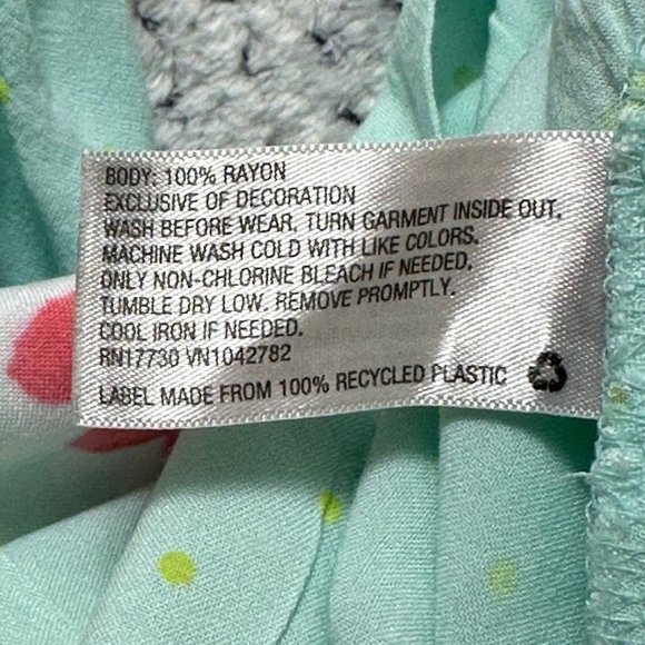 Cat & Jack Dress Kids XS 4/5 Rayon Blue Yellow Flowers Ruffles A line - Picture 14 of 16